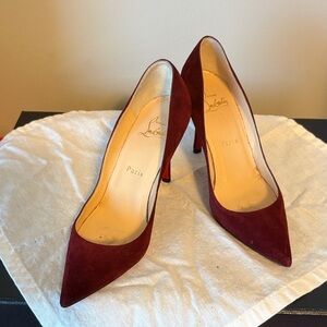 Beautiful Christian Louboutin Deep Red Suede Heels